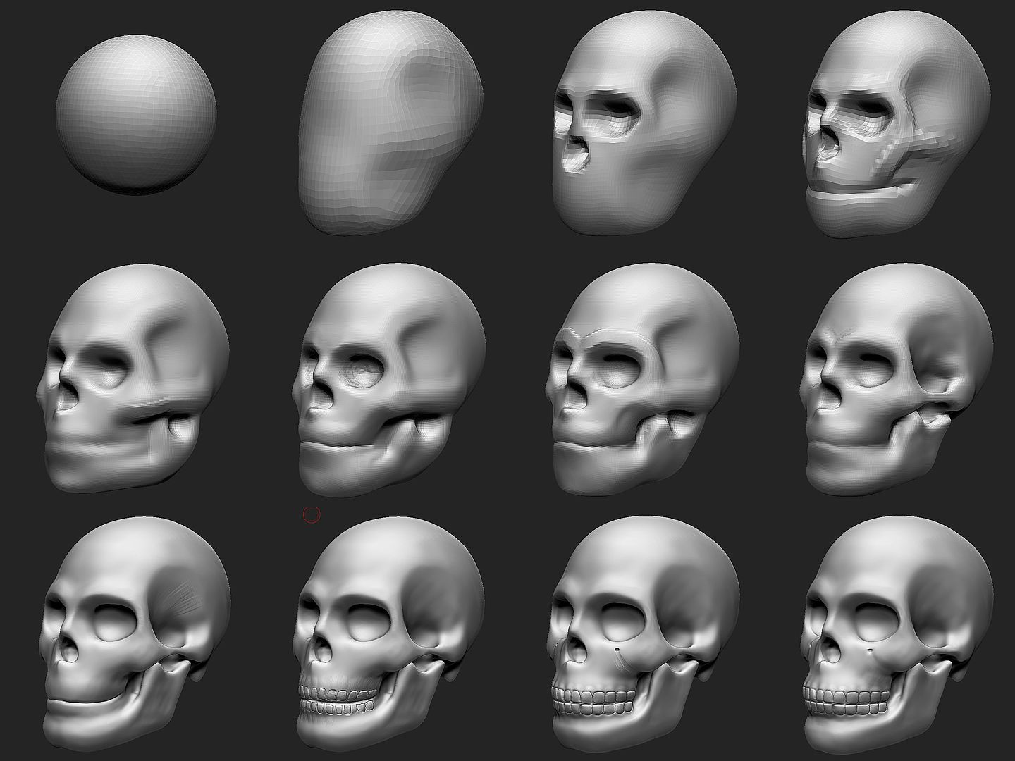 shapes to make a skull in zbrush